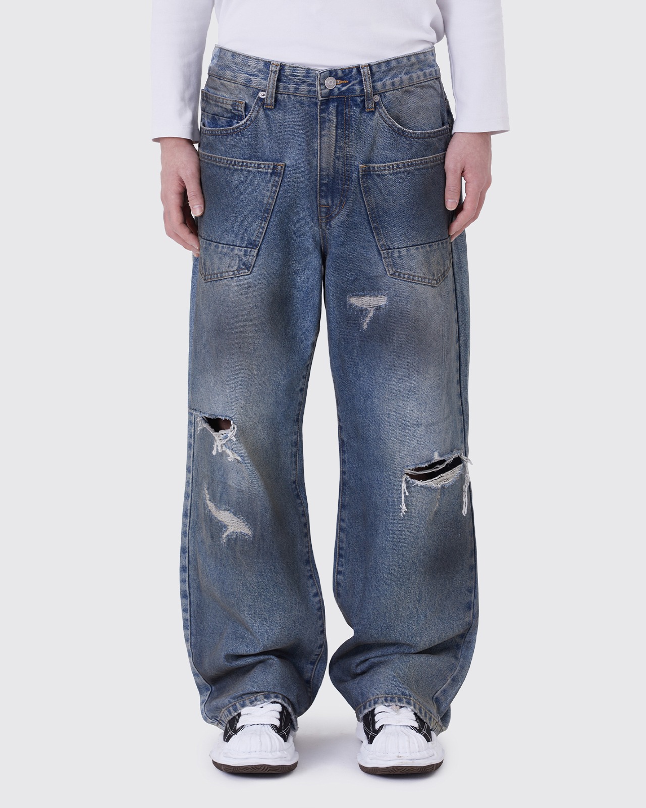 DIRTY WASHED POCKET JEANS_DUSTY BLUE